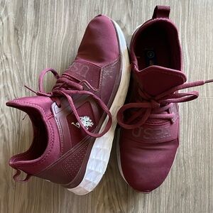 Ralph Lauren U.S. Polo Assn USPA Burgundy Pull On Running Breathable Sneakers